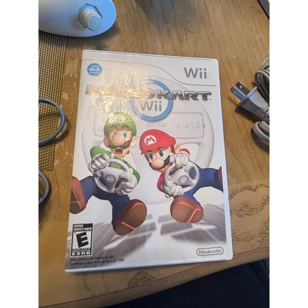 Nintendo Wii console bundle 2 remotes 2 Nunchucks AV cables and mario kart